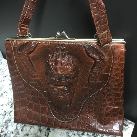 Vintage Handbags - Vintage fake plastic alligator handbag